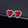 JPalace Heart Created Ruby Stud Earrings 925 Sterling Silver Earrings For Women Gemstones Korean Earings Fashion Jewelry 200923277y