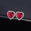 JPalace Heart Ruby Stud Earrings 925 Sterling Silver Earrings for Women Gemstones韓国のイヤリングファッションジュエリー200923277y