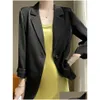 Damenanzüge Blazer Essigsäure Solid Color Anzug Jacke hochgrades lockere dünne Frühlings- und Sommer -Mode -Top 231116 Drop liefern dhcjz