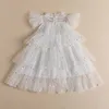 Girl's Dresses 2023 New Sequin Summer Dress for Girls Tulle Layered Kids Birthday Party Dress Star Printing Children Summer Holiday Casual WearL231222