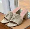 2024 LP Summer Top Charms Slide abbellite pantofole in pelle scamosciata scarpe sandali di lusso in pelle autentica apt a punta di piedi per le calzature di fabbrica di lusso da donna