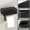 Toilet Paper Holder with Tissue Box Accessories Rack Perfect Tear Matte Black Modern Stainless Steel Wall Mount 231221