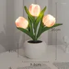 Night Lights Tulip Table Lamp LED Bedside Simulation Flower Bouquet Bedroom Romantic Atmosphere Birthday Gift Home Decor