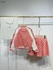 Luxury baby Two piece set girls dresses suits Size 110-160 Full print of geometric patterns kids jacket and pleated skirt Dec10