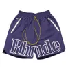 Shorts de créateurs shorts de rhude pantalons de plage de mode d'été hommes de haute qualité usure de rue rouge pantalon violet noir pour hommes