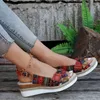 Sandali motivi geometrici slingback donne 2023 estate comode tela cuneo scarpe bohémien femmina all'aperto
