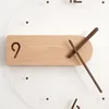 Wall Clocks Nordic Style Silent Scan Movement Clock Solid Wood Creative 12in Diameter Black Walnut Material