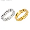 Band Rings Stainless Steel Men Rings 4mm Colorfast Gold Plated Great Wall Pattern Fashion Jewelry Ring For Women Valentine's Day GiftL231222