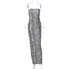 Casual Dresses Crystal Summer Sexy Y2K Clothes Snake Print ärmlös rygglös sido slits rör Bodycon maxi för kvinnor klubbfestdräkt