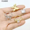 Bandringe 10 Stücke Schöne Zirkonias Schmetterling Metallic Finger Ringe Gold plattiert runde offenbare Schmuckparty Geschenk 2 231222