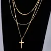 Pendant Necklaces Fashion Exquisite Multi-Layer Gold-Plated Color Cross Female Necklace High-End Party Jewelry Couple Gift315R