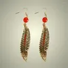 Stud Earrings Charm Crystal Natural Stone Vintage Earring For Women Gold Silver Color Alloy Drop Feather Fashion Statement Jewellery