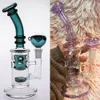 Grün lila Glas Bong Shisa Bubbler Fabbler Eierglas Wasser Rohr mit Duschkopf Perc Oil Rig 14mm Gelenk