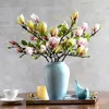 Fleurs décoratives simulation artificielle branche magnolia pour la maison de salon décoration de fleur de soie bouquet de bouquet décor de fête de mariage