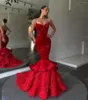 Party Dresses Red Elegant Prom Long Mermaid Sweetheart Spaghetti Strap Ruffles Plus Size Women Formal Occasion Pageant Gowns