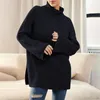 女性用セーターズ特大のタートルネックセータートレンディリブ付きニットプルオーバーチュニックチュートトップス