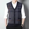 Men's Vests Sweater Cardigan Vest Sleeveless Knitted Autumn And Winter Casual Fashion Jacquard V-neck