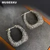 Stud Brand Embedding Full Zircon Geometric Image Pendant Earrings In Two Metallic Colors For Women's Party Jewelry Gift 231222