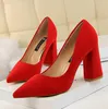 Sandals 828-2 Fashion Simple Women's Thick Heels High Heels Suede Shallow Mouth Pointed Women's Shoes High Heels Single Shoes Pumps