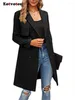 Trench da donna Eotvotee Women Coat Fall Winter 2023 Fashion Sliose giù Collar Double Breasted Jackets Casual Long Sleeve