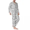 Men's Sleepwear Dalmatian Dog Print Autumn Black And White Loose Oversize Pajama Sets Male Long Sleeve Warm Night Custom Nightwear