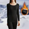 Women's Sleepwear Winter Thermal Underwear Sets For Women 2024 Seamless Plus Thicken Double Layer Warm Lingerie Casual Solid Ealstic