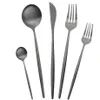 7pcs Set Black Dingeware Set 304 Couvoirs en acier inoxydable Set Lnife Fork Spoon Set Western Matte Speerware Rolware T2004212R