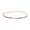 Bangle Micro Pave Rainbow CZ Pulseira fina para mulheres jóias européias da moda