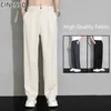 Jeans masculinos 2023 New Men Suit Pants Casual Pant Solid Wide Business Troushers Troushers Straight STREETHEATY FAST CONFORMULHORES J231222