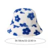 2023 Kvinnor Winter Flower Plush Fisherman Hat Fluffy Bucket Outdoor Faux Päl Tjock varm Cap Bob Femme Wool Basin Hats 231222