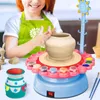 Mini Elektrikli Pottery Machine Hanehalkı Yapımı Oyuncak İnteraktif Oyun DIY El Sanat Arazi Seramik Kiti Pigment Kil Kid 231221