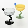 Creative Colored Glass Goblet Ice Cream Bowl Glass Cup Cold Drink Fruit Te Cocktail Cup Dessert Champagne Decorative Glass Cup 231221
