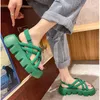 Saltos Novo verão 2022 Fashion Trend Cross Strap Slippers for Women Candy Color Ladies Platform Sandals Open Toe Soft Beach Shoes