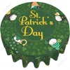 Tkanina stołowa St. Patrick's Day Clovers Gnomy 60 -calowe okrągły obrus rustykalny z marnotrawstwem odpornym na piknik imprezowy