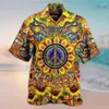 Chemises décontractées pour hommes Summer Hawaiian Sunflower Résumé Prints graphiques Vintage Hippie Turndown Holiday Short Sleeve