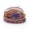 Drop Natural Stones Crystal Quartz Charm 5 strengen wrap armbanden handgemaakte boho armband vrouwen lederen armband F12012381