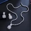 ThreeGraces Geometric Square Earrings Necklace Shiny Cubic Zirconia Crystal Fashion Jewelry Set for Women Party Gift TZ651 231221