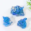 Figurines décoratives 20-70g Quartz naturel Colonne colorée électroplatée Reiki Mineral Ore Ornements Aquarium Home Decor Crystal Blue Crystal