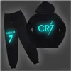 Giyim Setleri Cr7 Ronaldo Kids Hoodies Pantolon 2 PCS/SET TRACHSUIT Çocuklar Unsex Sıradan Aydınlık Kapüşonlu Sweatshirt ve Harem 2-14y DHTDU