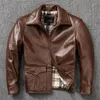 Men's Jackets Oil Wax First Layer Cowhide Leather Coat Jacket Handsome Lapels High Quality Thickened Mm