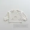 Sweet Ribbon Girls Sweatshirt Applique Kids Rouns Collier à manches longues Pullover 2024 Spring Children Cotton Casual Cashing Tops Z6227