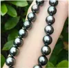 18 بوصة بريق 910mmmreal Natural Tahitian Black Pearl Necklace 231221