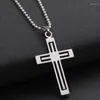 Pendant Necklaces 10 Stainless Steel Multilayer Cross Religious Necklace Jesus Faith Multi-layer Charm Life Symbol Jewelry