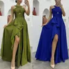 Casual Dresses Elegant Fashion Sleeveless High midja Hollovera ut Ruffle Slit Evening Floor Length Dress Prom Gown Sexig Women Corset Party