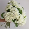 Kwiaty dekoracyjne 20 "sztuczny prawdziwy dotyk hortensji w kremowej białej sztucznej wiosennej gałęzi kwiat DIY Floral/Wedding/Home Floral