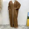 Abbigliamento etnico autunno inverno aperto abaya con tasche all'ingrosso di alta qualità kimono drop islamico cardigan da donna musulmano vestito