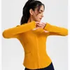 AL Yoga Hoodies Espartilho com nervuras Jaqueta com zíper completo Jaquetas com capuz de manga comprida Moletons justos na altura do quadril Casacos de malha sem costura Jogger SweatTops com furos para os polegares