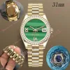 Deluxe Woman Watch 31 mm mechaniczne automatyczne Diamentowe Ramy Prezydenci Bransoletka Zielona twarz w paski Montre de Luxe 2813 Steel Waterp262Q