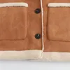 Lapela Patchwork Casaco de lã de cordeiro para mulheres elegantes bolsos duplos jaquetas 2023 Autumn Winter Feminino Casual Casual Espessinho