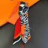 Шарфы модный шарф Zebra Print 90 см в длину маленькая женщина декорация галстук узкая повязка на голову для сумков bandeaux2646